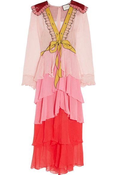 gucci pink sequin dress|Gucci chiffon dress.